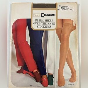 Vintage Sears Cling Along Ultra Sheer Over the Knee Pantyhose Size C